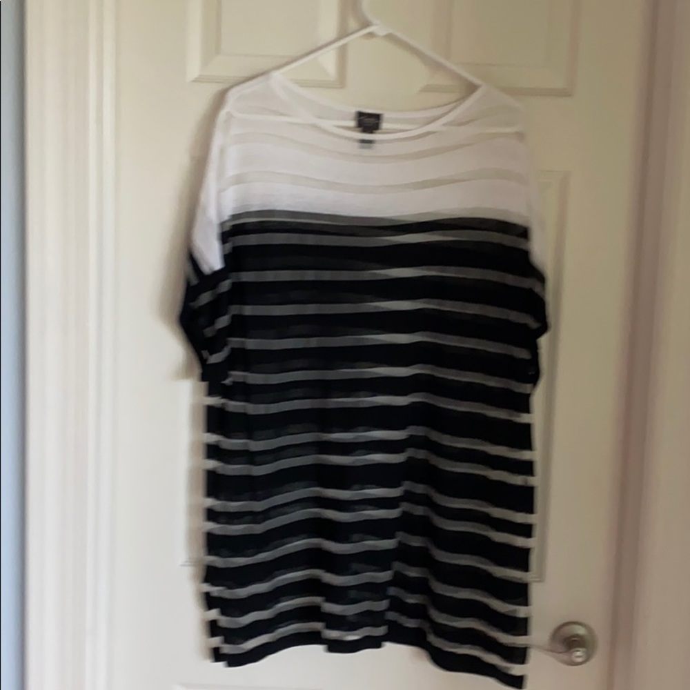 White and Black sheer tunic top